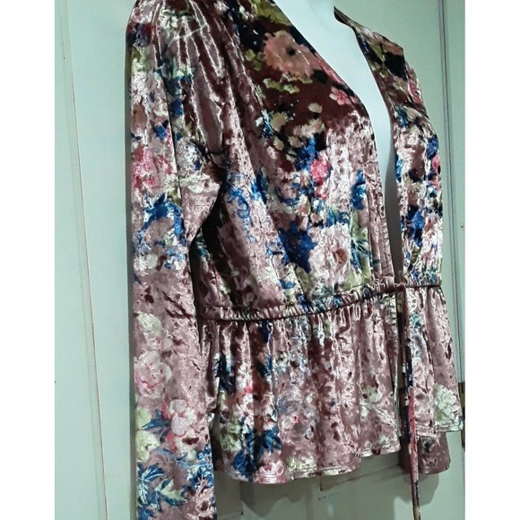 Women's Velour Jacket,  Cardigan Meraki Floural  Jacket, NWT, XL - Picture 2 of 10